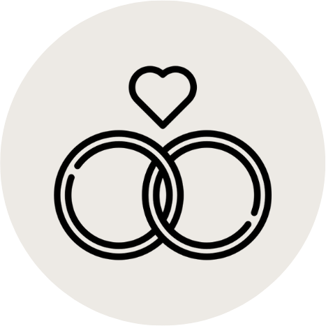 illustration of two intertwined rings and a heart